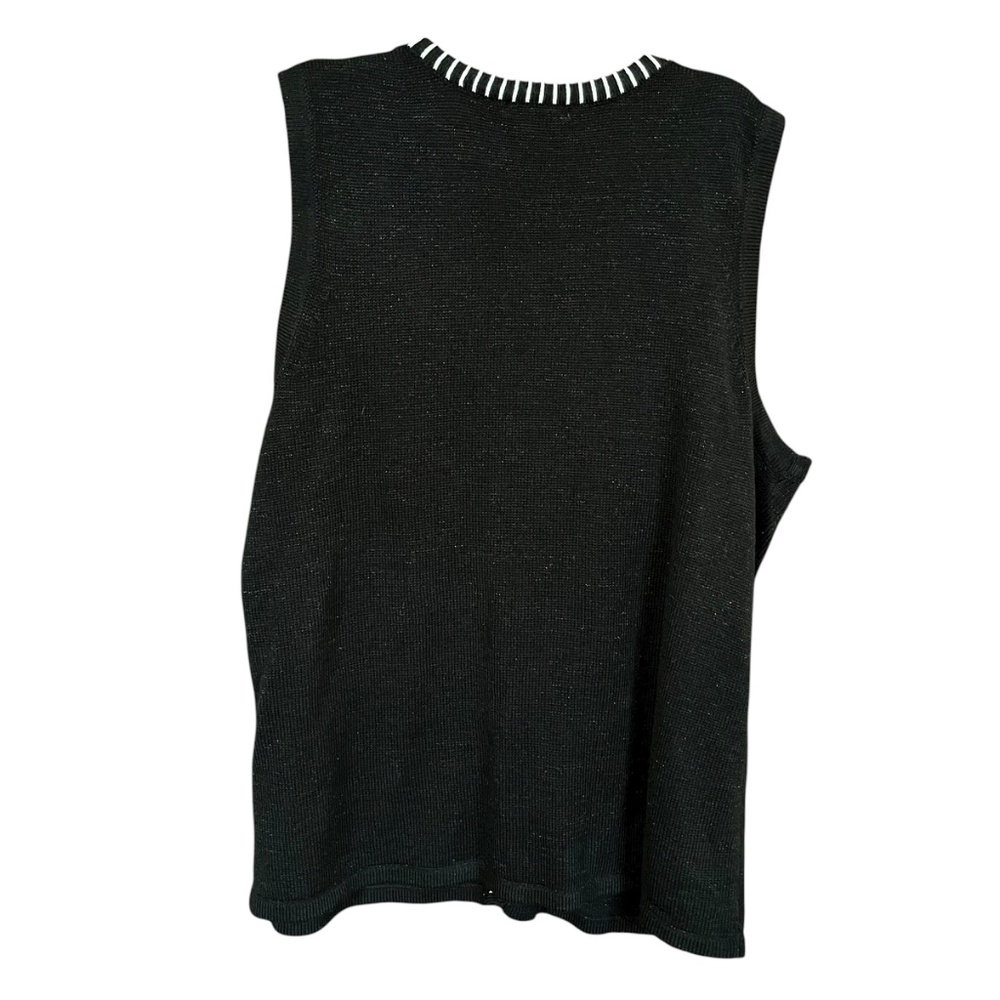 VTG Susan Bristol Black Cardinal & Poinsettia Embellished Sweater Vest Size 3X - Picture 2 of 6